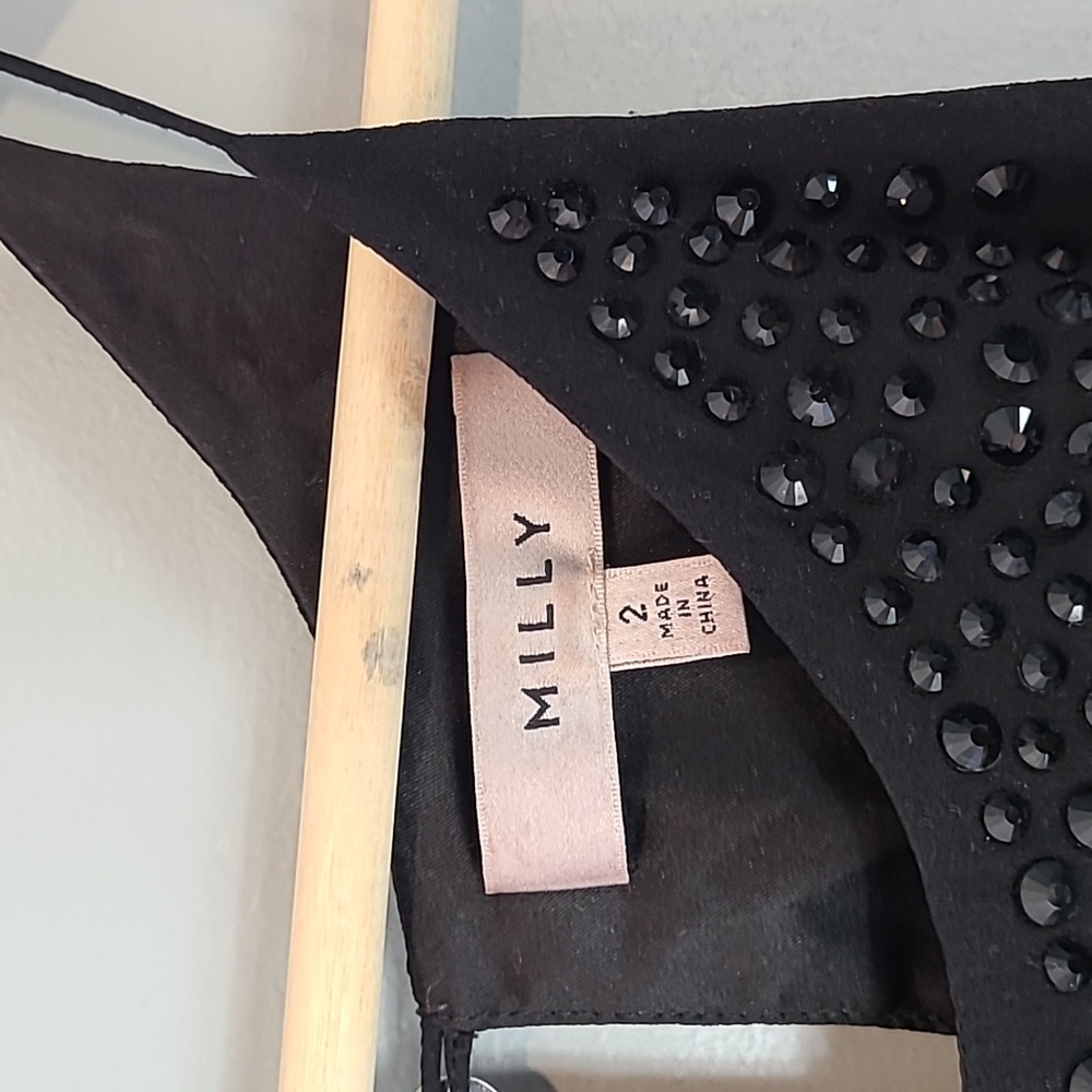 Milly Black Beaded Halter Tank Top - Picture 2 of 7